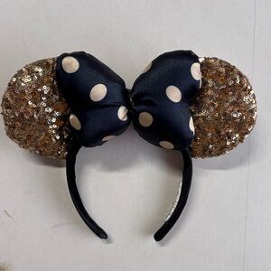 Black and Gold Sequin Minnie Mouse Ears Headband
